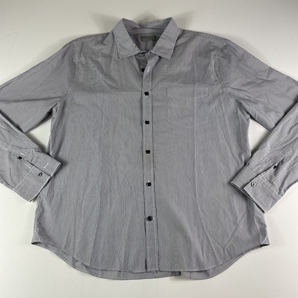 Vince Shirt Men's Large Button Long Sleeve Grey Striped